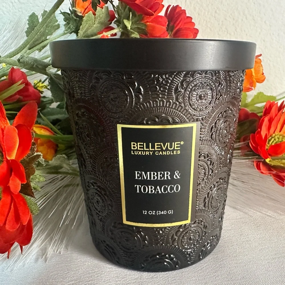 Bellevue Double Wick 12 oz Luxury Candle ~ EMBER & TOBACCO ~ New!